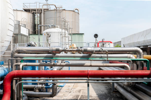 istock Stainless steel pipelines for industrial plants 1421900241