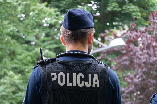 Zagreb, Croatia - June 2, 2022: Car of Croatian police (Policija).