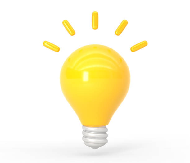 istock Glowing light bulb icon with yellow beams, 3D render. Concept of creative idea, inspiration, innovation, brainstorm or strategy analysis. Cartoon lamp isolated on white background 1421905479