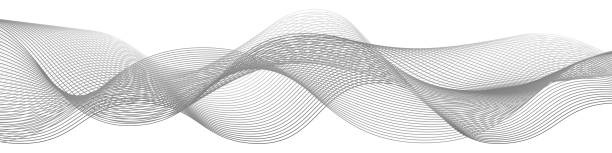 istock Undulate swirl wave swoosh. Gray twisted curve lines. Fractal frequency soundwave. Isolated on white background. Vector illustration 1421907480