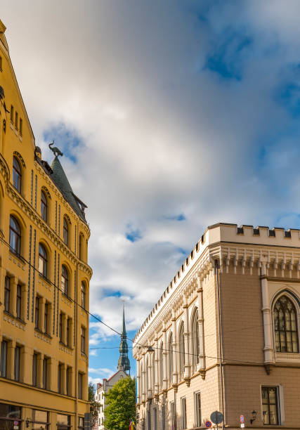 istock Fragment of city district in old Riga 1421910035