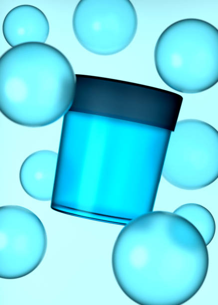 istock Blue Cream Bottle with Balloon 1421910623