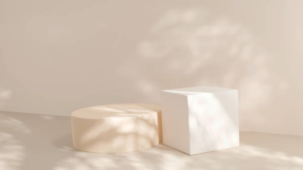 istock 3D rendering Product display podium stand on Brown background. Mock up for the presentation. cylinder. Cosmetic for Beauty product. 1421911081