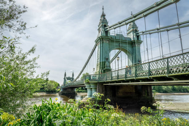 istock Hammersmith bridge over Thames river in London, UK 1421917390