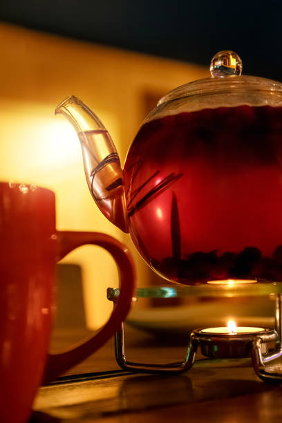 istock Glass teapot heated on candle close up 1421919600