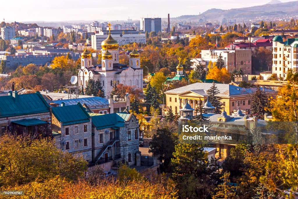 Panorama of the Pyatigorsk Panorama of the town resort Pyatigorsk,Caucasus Architecture Stock Photo