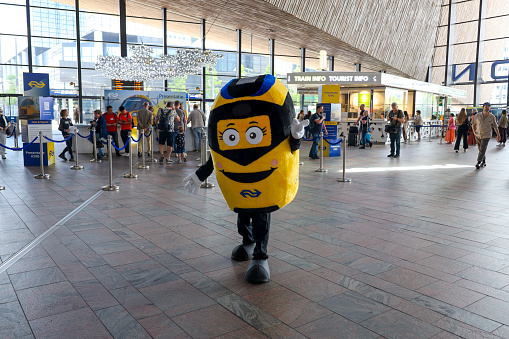 Rotterdam - july 2nd, Presentation new INCG intercity as a mascotte in the central hall of station