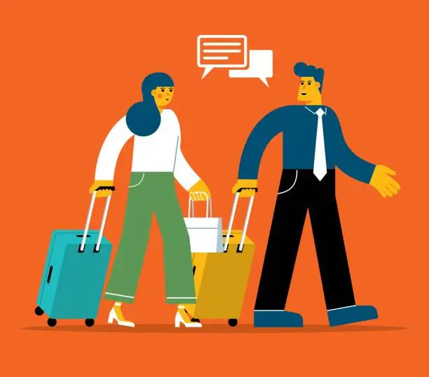 Vector illustration of Business people at the Airport