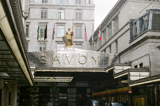 London, England; September 2019; Exterior of Savoy Hotel, London