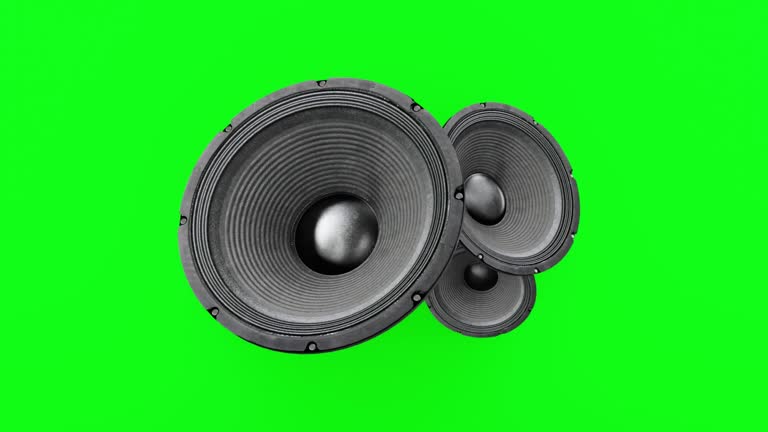 Background green screen animation speakers making loud sound music loop - Stok video