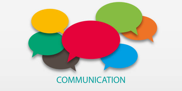 istock illustration of communication concept. Word communication with colorful dialog speech bubbles. Paper cut style on white isolated background. Community concept 1421934419