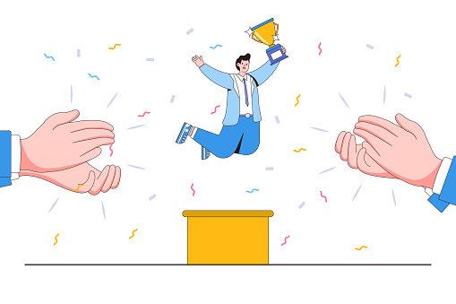 Challange Complete Celebrate Work Achievement Reaching Goal Or Target Winning Challenge Or ...