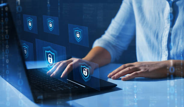 servizi tecnologici per la sicurezza informatica e delle informazioni. internet technology.sistema di sicurezza di rete. informazioni sui dati personali. - network security computer antivirus software security foto e immagini stock