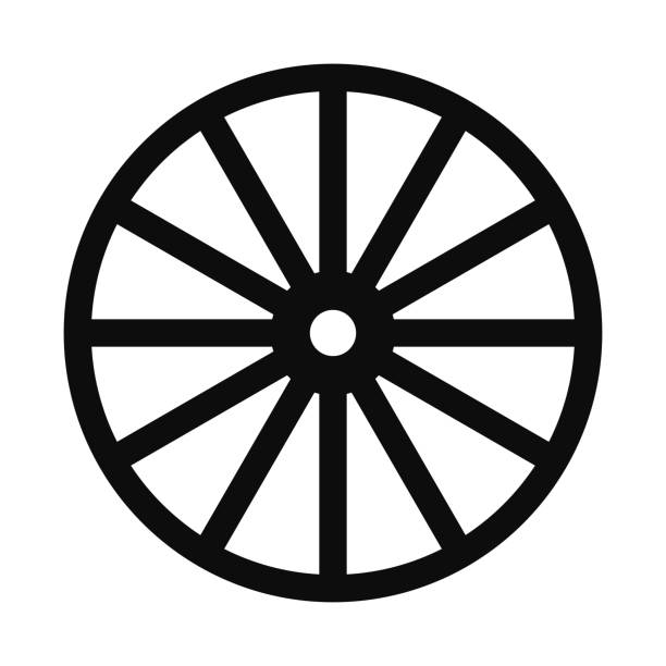 古いホイールベクトル黒い線のアイコンが分離されています - wagon wheel点のイラスト素材／クリップアート素材／マンガ素材／アイコン素材
