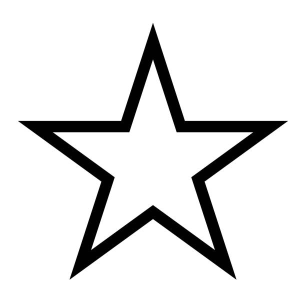 ilustraciones, imágenes clip art, dibujos animados e iconos de stock de icono de línea negra vectorial de estrella simple aislado - forma de estrella