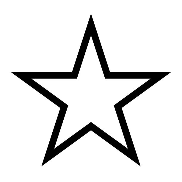고립 된 간단한 별 벡터 검은 선 아이콘 - 윤곽 그리기 stock illustrations