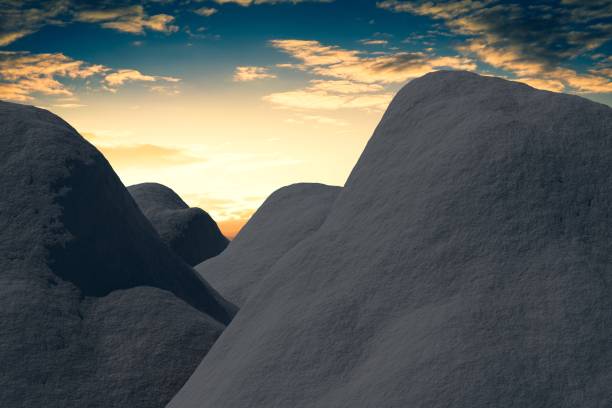 Pile of coal, sky in background - 3D illustration