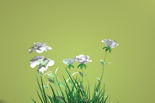 Virtual flowers rendered in 3D