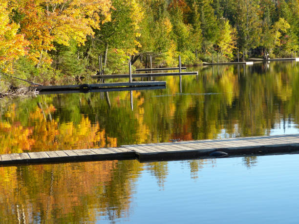istock Stunning reflection of fall color on lake 1421956036