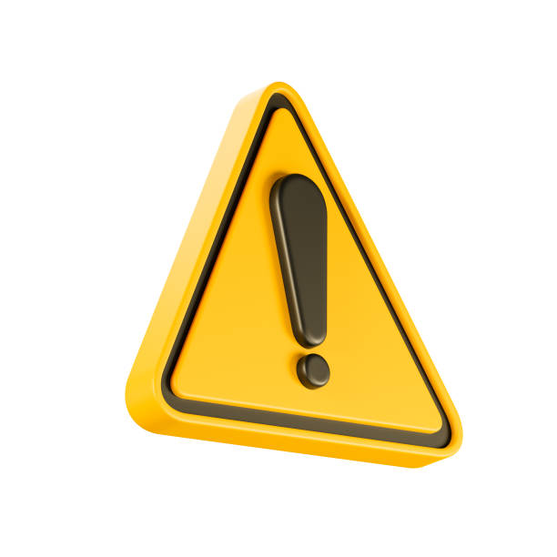 istock Realistic yellow-black triangle warning sign, beware danger, hot, symbol sign, front view is slightly tilted to the side, 3d rendering, illustration. 1421956226