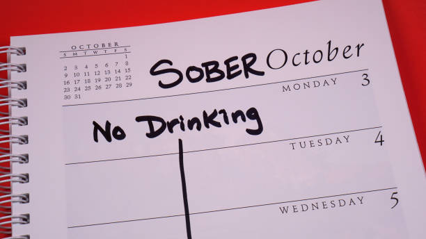 Sober October Marked on a Calendar Sober October written on a calendar in October 2022. Like Dry January, Sober October involves cutting alcohol for the entire month, often for charity. sobriety stock pictures, royalty-free photos & images