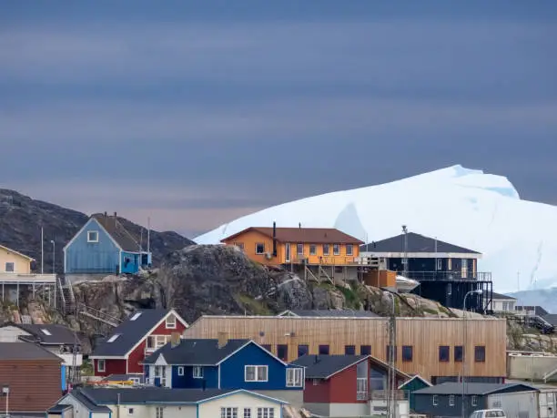 Photo of Ilulissat, formerly Jakobshavn or Jacobshaven, in western Greenland north of the Artic Circle.