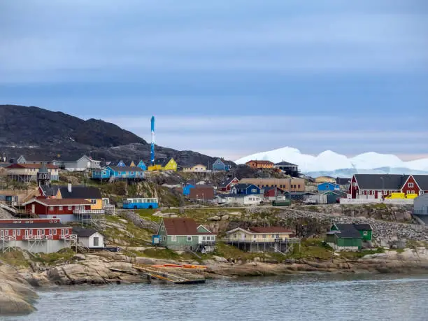 Photo of Ilulissat, formerly Jakobshavn or Jacobshaven, in western Greenland north of the Artic Circle.