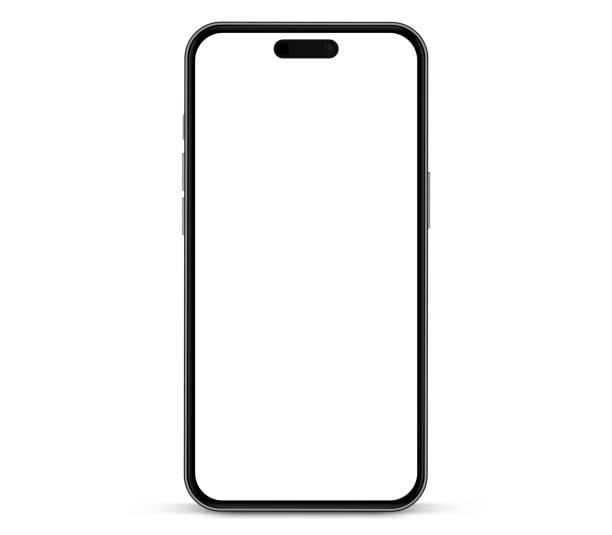 istock 3D realistic high quality smartphone mockup isolated with white blank screen. Smart phone mockup collection. Device front view. 3D mobile phone with shadow on white background. 1421962140