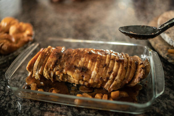 Loin with fruit at the kitchen counter - Christmas food