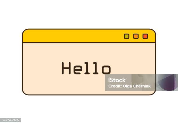 Hello Computer Board Vector Illustration Of Retro Computer Window With Hello Message Stock ...