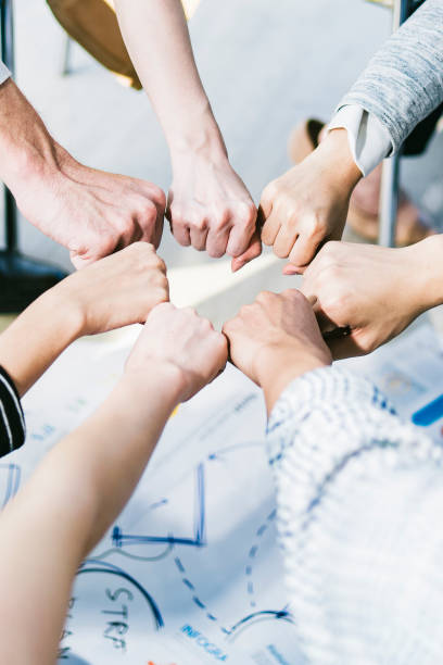 istock Hand for work together concept, Hand stack for business and service, Volunteer or teamwork togetherness, Concept connection of community and charity. Group of happy people or team participation. 1421968679