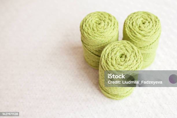 Macrame Thread Background Handmade Macrame Braiding And Cotton Threads On Textile White ...