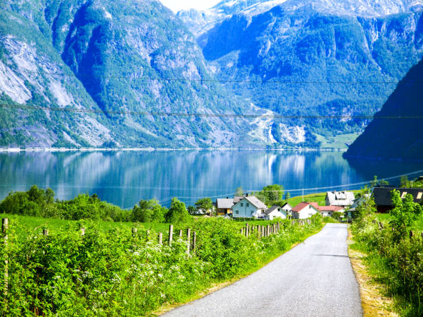 A village at some beautiful lake somewhere in Norway.