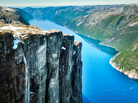 Lysefjord - Kjerag is a popular mountain peak that towers a 1000 metres over the Lysefjord