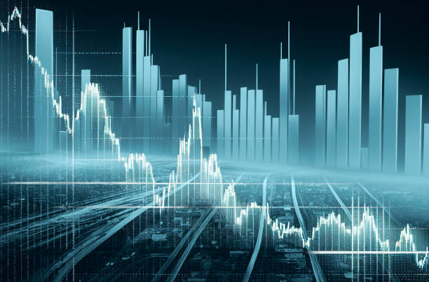 istock stock market graph representing downward trend with blue colors on futuristic background 1421973151