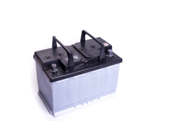 istock Car battery for a diesel car on a  white 1421978835