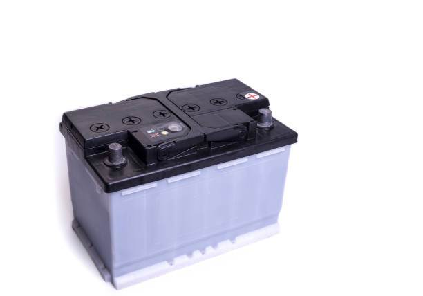 istock Car battery for a diesel car on a  white 1421979018