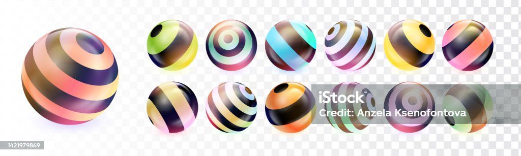 Ball Design R Colorful Ball Vector Set Design Round Glass Balls Element Collection In ...