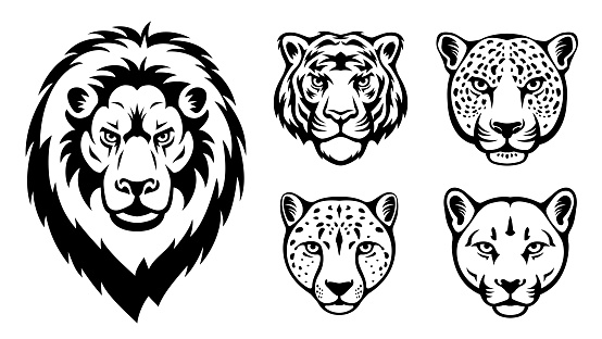 Big Cats Head Tattoo. Mascot Creative Design.
