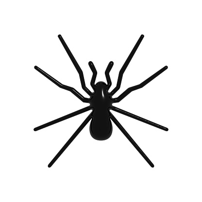 Halloween black spider 3D rendering