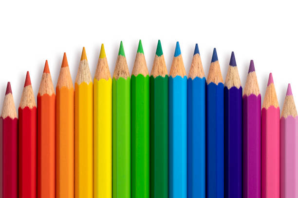 Color Pencils Convex Curve Horizontal stock photo