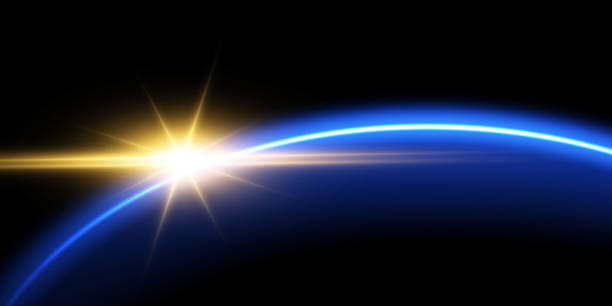 istock The edge of a solar eclipse on a black background, blue. Blue eclipse for product advertising, natural phenomena, horror concept and others. 1421988180