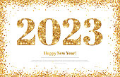 istock New Year 2023 gold logo text 1421988564