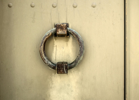 Close up Knocker on an Old Metal Door, Camargu, France