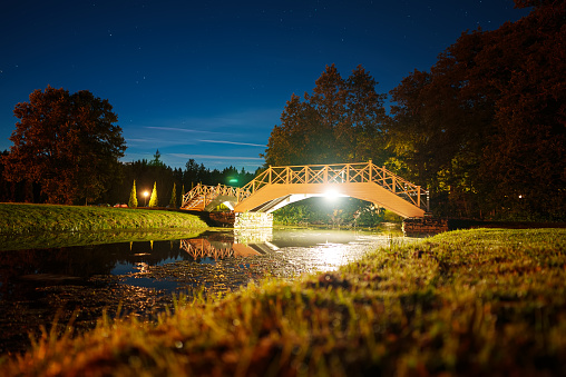 Wooden bridge in Lahemaa national park in Estonia.
