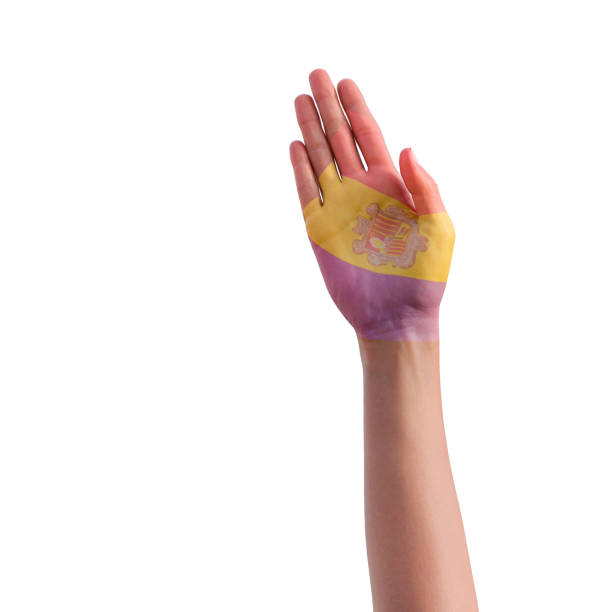 3d illustration of hand gesturing with flag tattoo, communication and nation concept