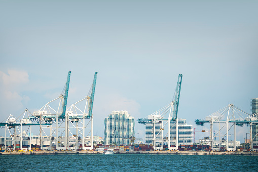 Cranes at Industrial port of Miami, Florida