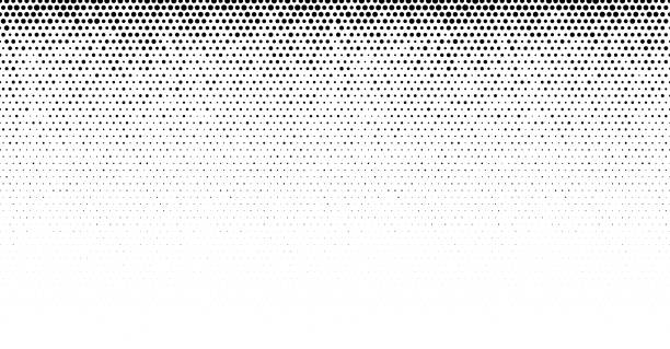 Seamless black half tone dots on white background vector art illustration