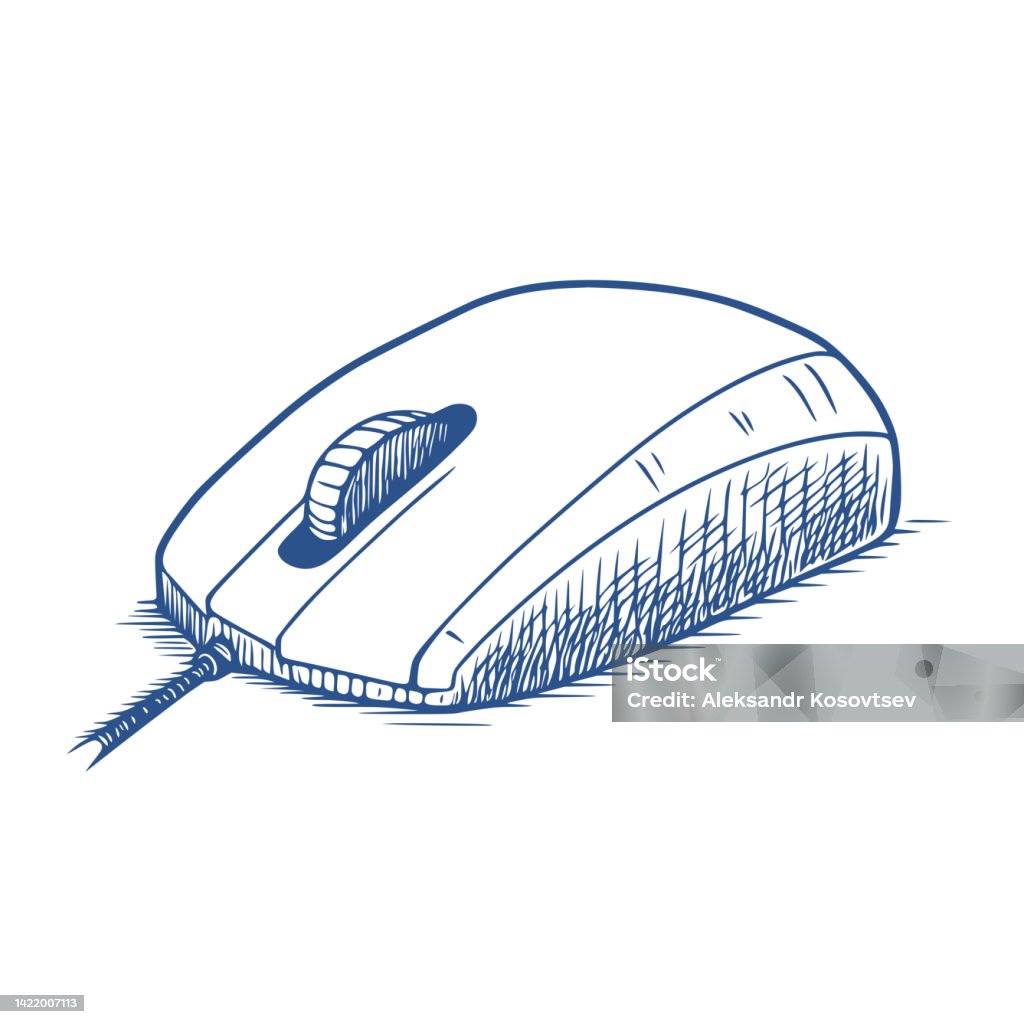 Comp Mouse Drawing Freehand Drawing Of A Computer Mouse Stock Illustration - Download ...