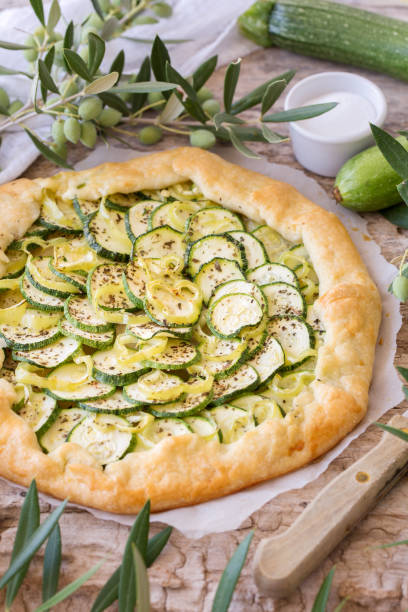 Galette with zucchini stock photo